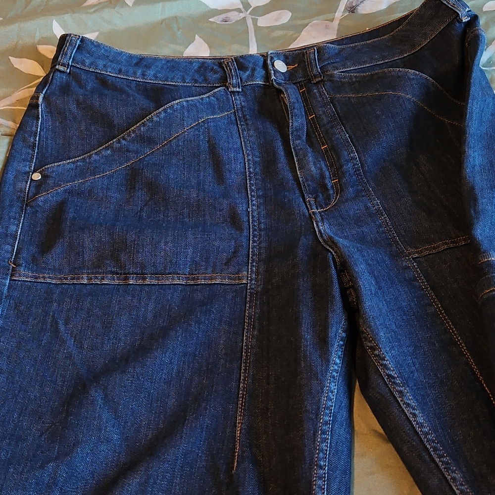 Dark Blue Denim Jeans with Front Patch Pockets - Picture 7 of 12